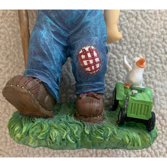 DWK Corp Resin Figurine Farm Boy In Overalls W/Duck On Tractor 2001 8” Tall - Picture 10 of 12